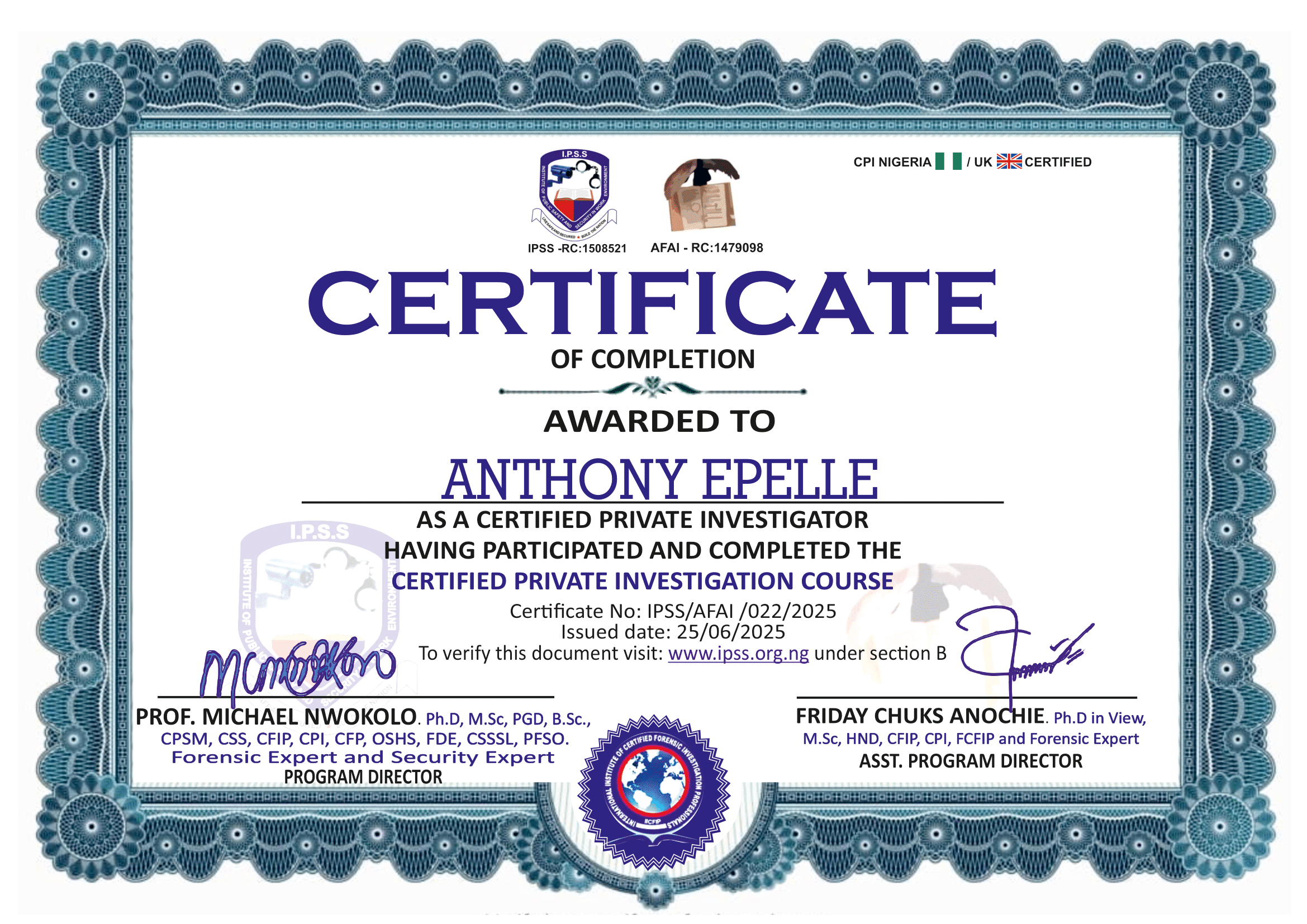 Certificate 22